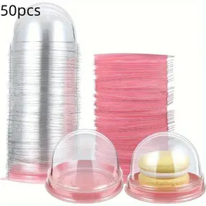 50 Pcs Plastic Cupcake Carriers with Clear Lid - Disposable Mid-Autumn Festival Mooncake Mold Boxes for Christmas, Halloween, Wedding, and Birthday - Kitchen Organizers and Storage Accessories