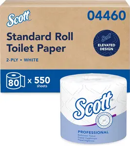 Standard Roll Toilet Paper, Bulk (04460), 2-Ply, Elevated Design, White, Individually Wrapped (80 Rolls of 550 Sheets, 44,000 Sheet Total)