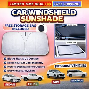 Full Car Foldable Anti-UV Windshield Sunshade Effectively Blocks High Temperatures and UV Rays! Suitable for Sedans, SUVs, and MPVs | Easy to Use, Universal Design | Thickened Sunshade, Silver Titanium Car Accessories!