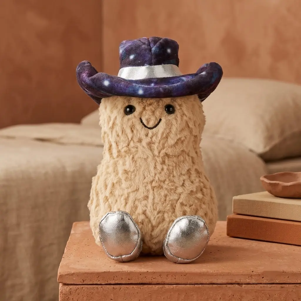 Jellycat Peanut Space Rodeo Character – Amuseables Western-Inspired Nut Plush, Adorable Cowboy-Themed Cuddle Companion, Unique Desk Decor & Gift for Jellycat Collectors