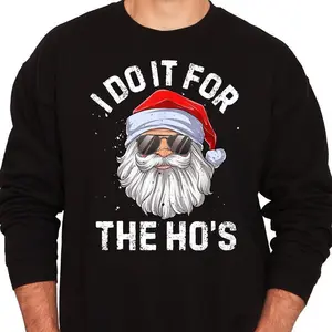 “I Do It For The Hops” Sweatshirt for Women and Men – Funny Christmas Sweater for Adults – Cool Santa in Sunglasses Pullover