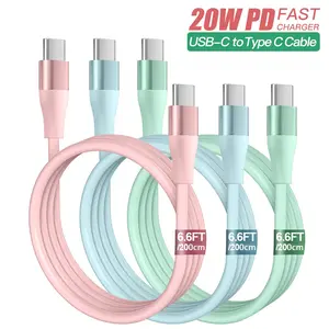 20W USB-C to Type-C Fast Charging Cable, 6.6FT Phone Charging Cable Compatible with Apple iPhone 15/HUAWEI/Samsung/Xiaomi/OPPO & More USB-C Devices