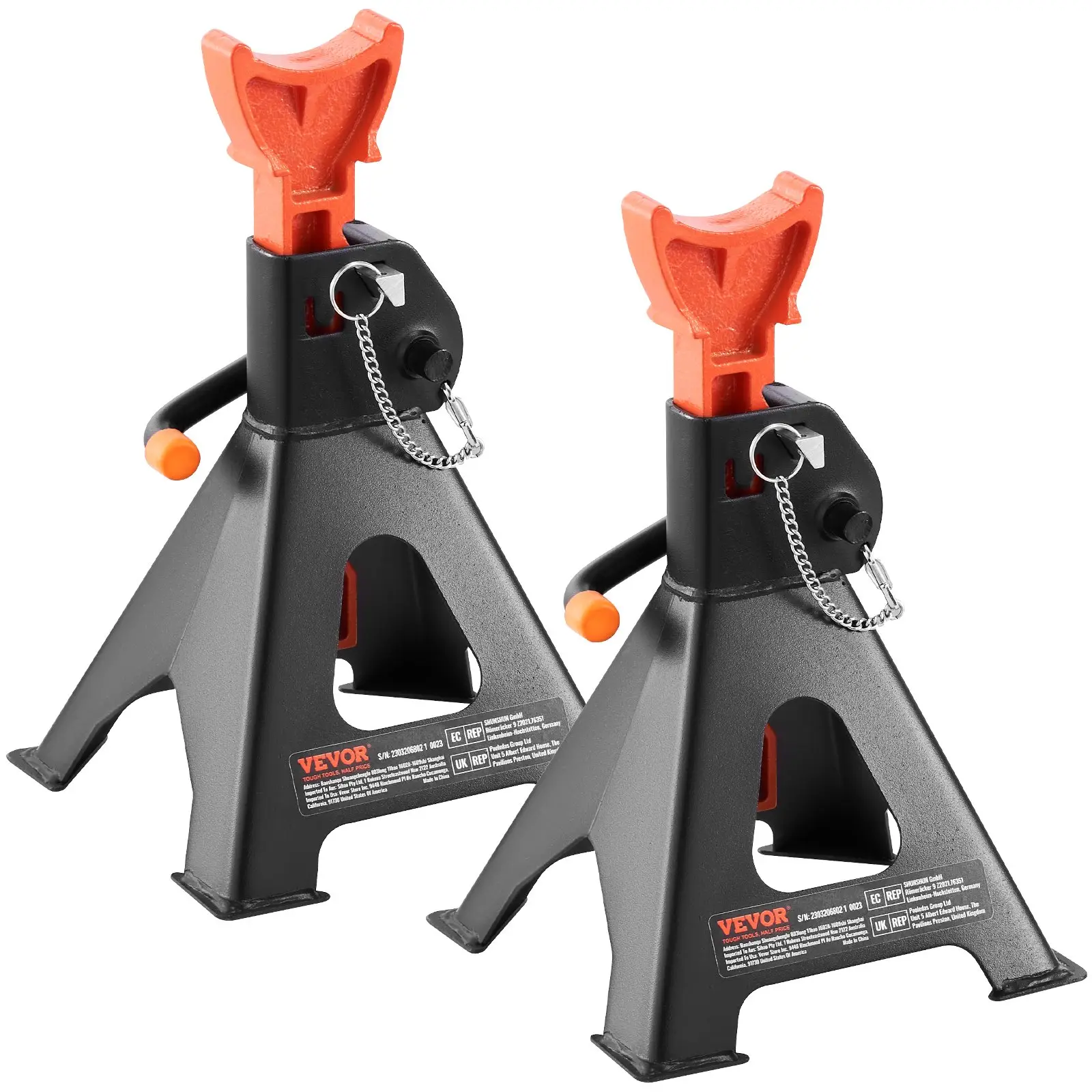 VEVOR Jack Stands, 3 Ton (6,000 lbs) Capacity Car Jack Stands Double Locking, 10.8-16.3 inch Adjustable Height, for lifting SUV, Pickup Truck, Car and