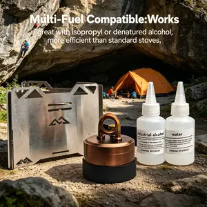 2026 Trending Viral Hit, Portable mini camping stove, self-pressurized high-efficiency alcohol burner suitable for outdoor heating, cooking, survival, hiking, backpacking, emergency preparedness, coffee and tea brewing, windproof