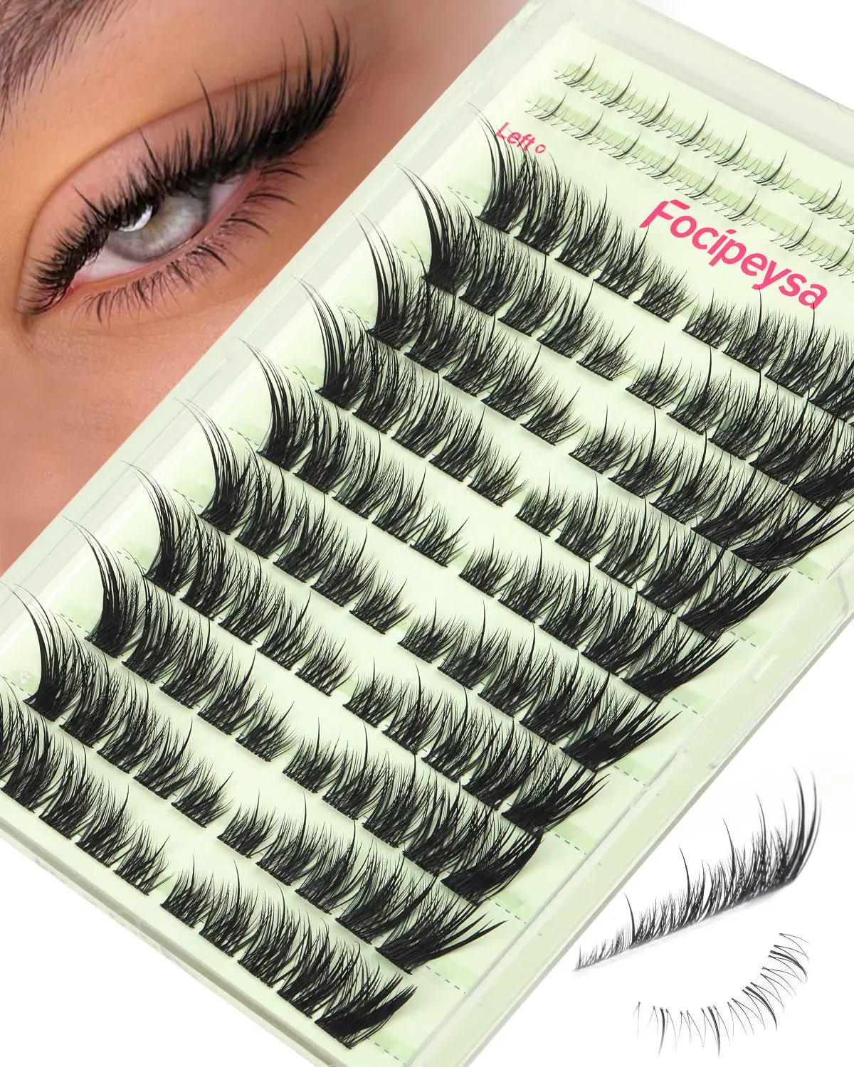 Wispy Lash Clusters Spiky Eyelash Clusters 10-18mm Eyelash Extensions Fox Eye Eyelash Right Left Individual Lashes Foxtail Lashes Thin Soft Lash Extension Waterproof Lash Cluster