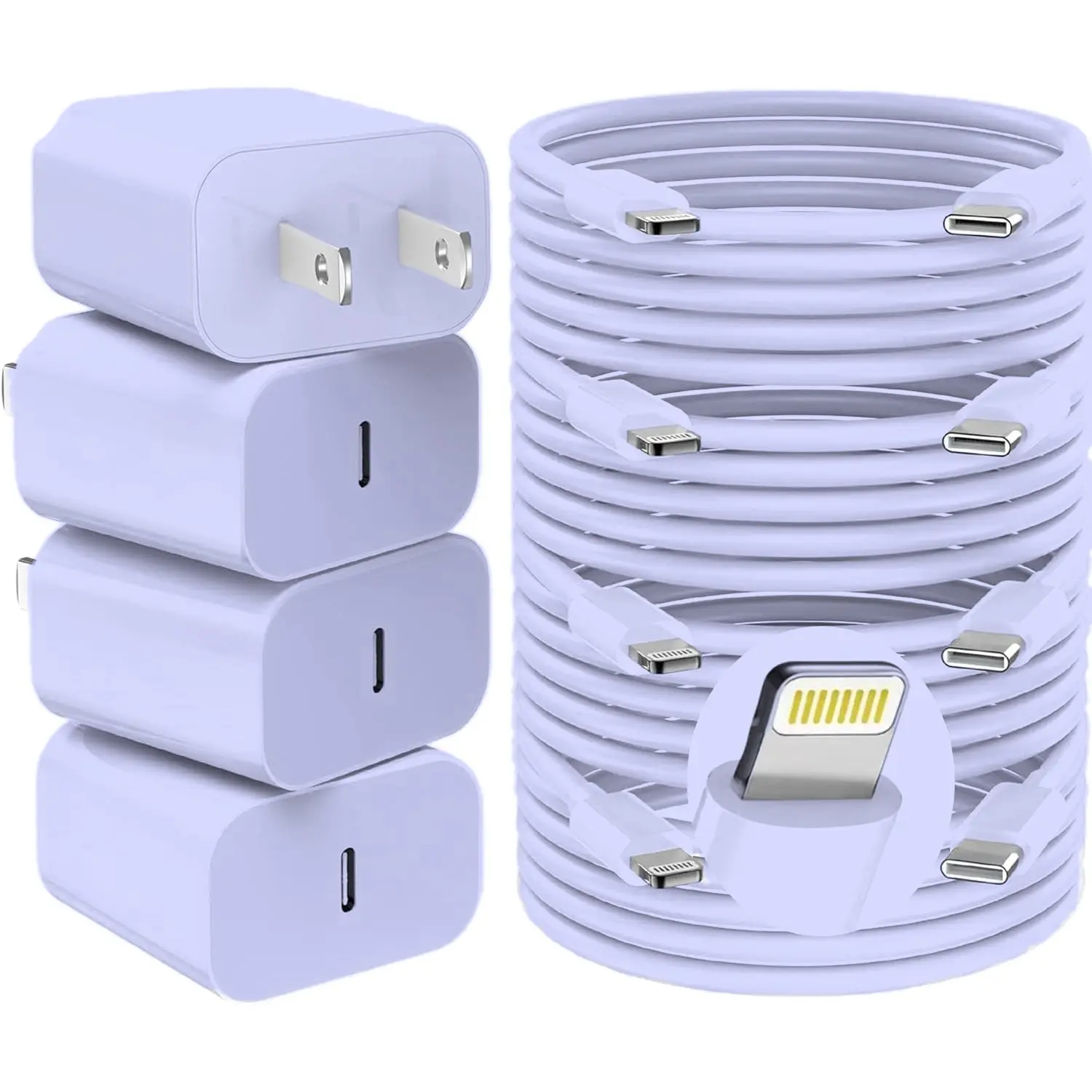 20W USB C Fast Charger 4-Pack with 6FT USB-C to Lightning Cable, PD Charging Block for iPhone 14 Pro Max/14/13/12/11/XS