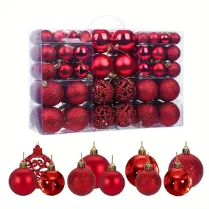 50pcs Christmas Ball Decorations Set, Shatterproof Glitter Hanging Balls, Holiday Wedding Party Supplies, Festive Tree Ornaments