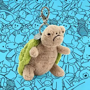 Jellycat Style Turtle Kawaii Plush Keychain Bag Charm, Cute Stuffed Animal Soft Keyring, Trendy Gift for Women Girls Kids, Christmas Birthday Present
