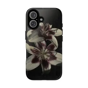 Black Lily Flower iPhone Case – Elegant Floral Design for iPhone 16 15 14 13 12 11 Pro Max, XS, 8 Plus, Mini – Aesthetic Girly Gift for Her