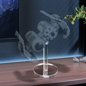Acrylic Display Stand for Star-Wars Spaceships Rebel U-Wing TIE Bomber TIE Fighter & X-Wing Transparent Rotating Riser Stable Base 100% Acrylic Material Minimalist Design