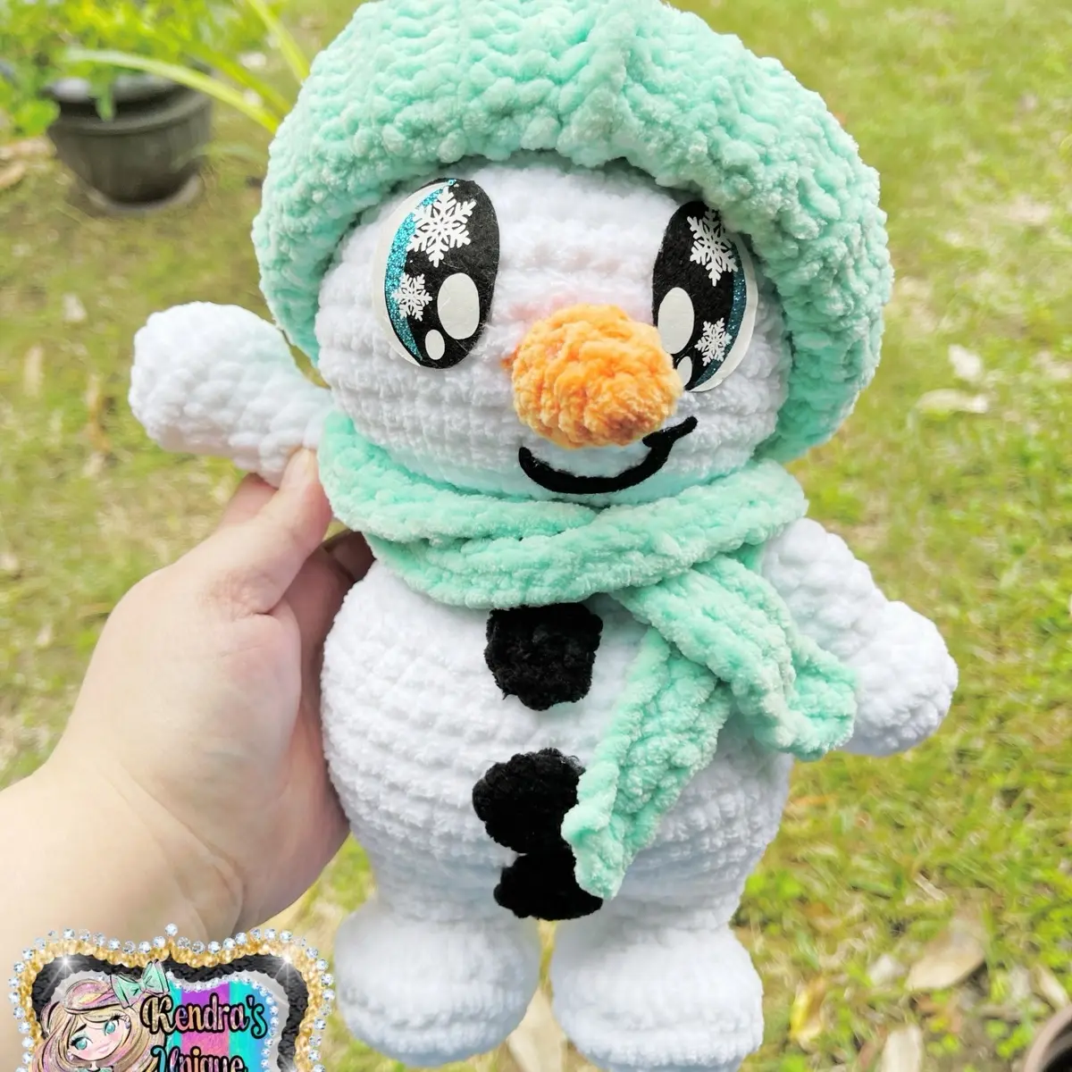 Cute Little Snowman with beanie Hat Crochet Plushie, crochet, crochet plushie, snowman, Christmas, Christmas snow , Christmas snowman, soft, plush yarn