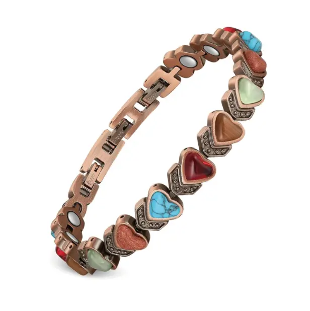 Women's Pure Copper Magnetic Bracelet - Adorned with Natural Unique Gemstones, Stylish & Health - Beneficial Copper Bracelet, Perfect for Daily Wear, Ideal Gift for Women, Elegant Jewelry to Elevate Any Outfit, Great Choice for Those Seeking Fashionable &