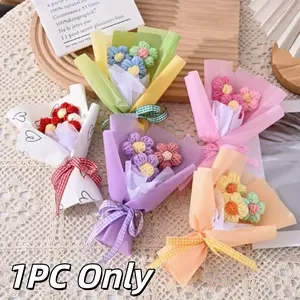 1PC Tiny Handmade Knitted Bunch 🧶 w/ Love Heart Paper – Perfect for Bedroom, Office Shelf, or Gift Bag | Colorful Accent for Women, Girlfriend, Bestie | Grab One for Each Holiday 🌸 Wedding Gift