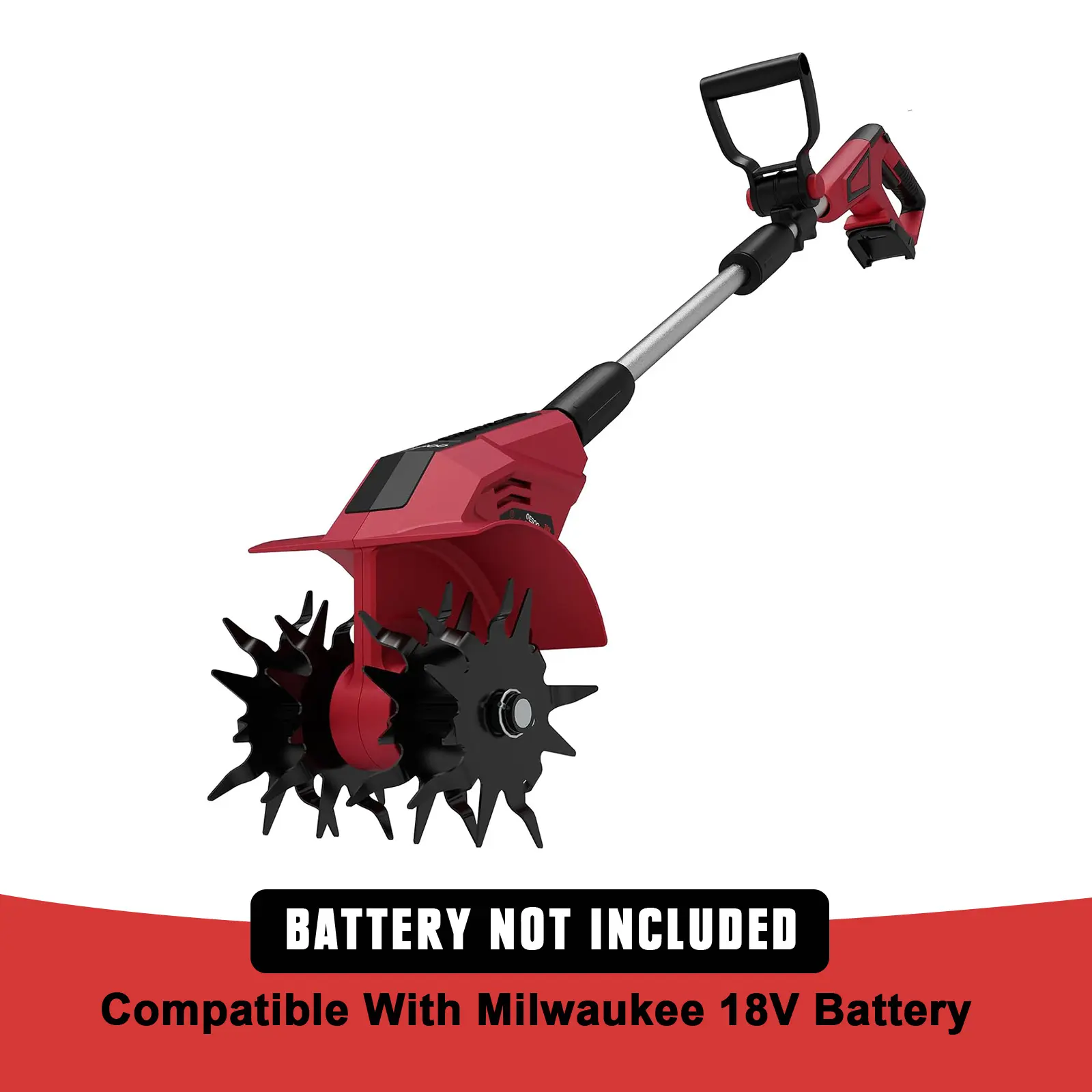 Brushless Tiller Cultivator Compatible with Milwaukee 18V Battery(Tool Only), 8.9In Tilling Width and 7.1In Depth Cordless Electric Garden Tiller, Battery Powered Rototiller for Lawn/Gardening Blades
