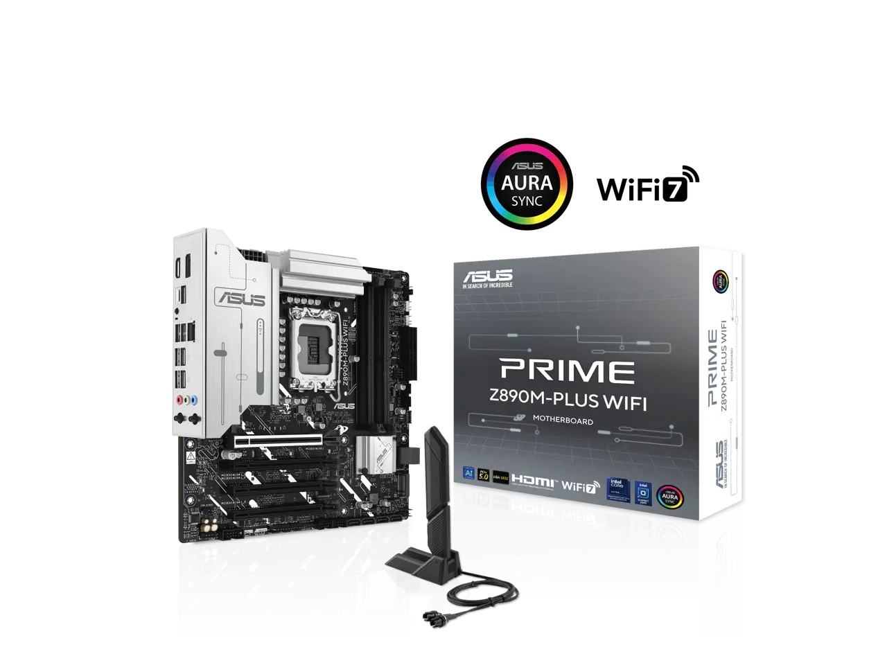 ASUS PRIME Z890M-PLUS WIFI Z890 LGA 1851 mATX motherboard, Intel® Core™ Ultra Series 2 Ready, Advanced AI PC-ready, 10+1+2+1 80A power stages, DDR5, PCIe® 5.0, USB Type-C®, 3x M.2, Wi-Fi 7, 2.5Gb LAN