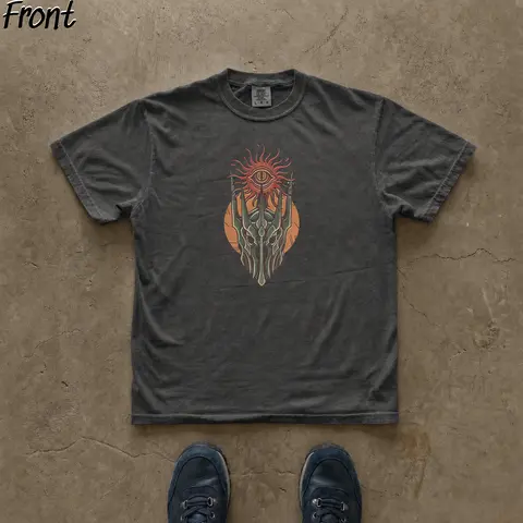 Gildan Men's Crew Neck Short-Sleeve Cotton T-Shirt - Lord of the Rings Dark Lord Sauron Graphic, Lightweight Fitted Cold Wash Streetwear Top, All-Seasons Menswear Tee with Printed Back