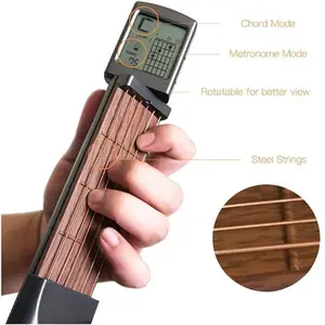 Pocket Guitar Chord Practice Tool, Portable Guitar Neck for Trainer Beginner W/A Rotatable Chords Chart Screen SOLO