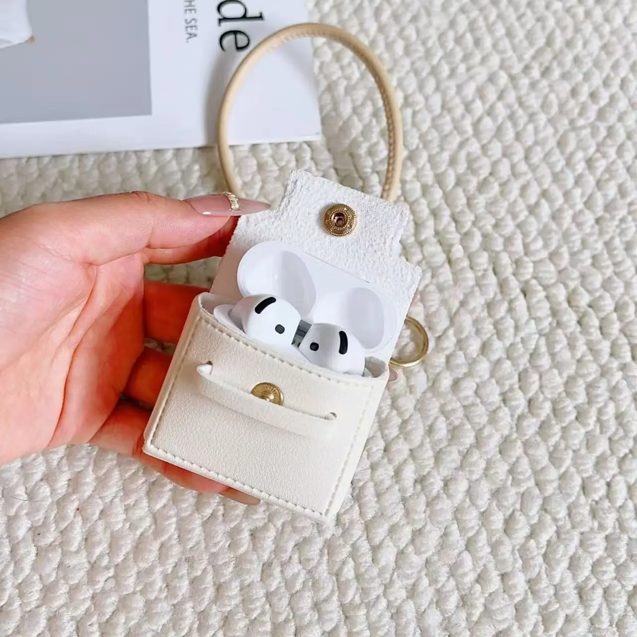 Luxury Plain Color Handbag Accessories, Fashion PU Square Bag, Fashionable AirPods 1/2 Earphone Case, Earphone Pouch, Multi-Function Small Wallet, Lipstick Box, Phone Strap, Gift Bag