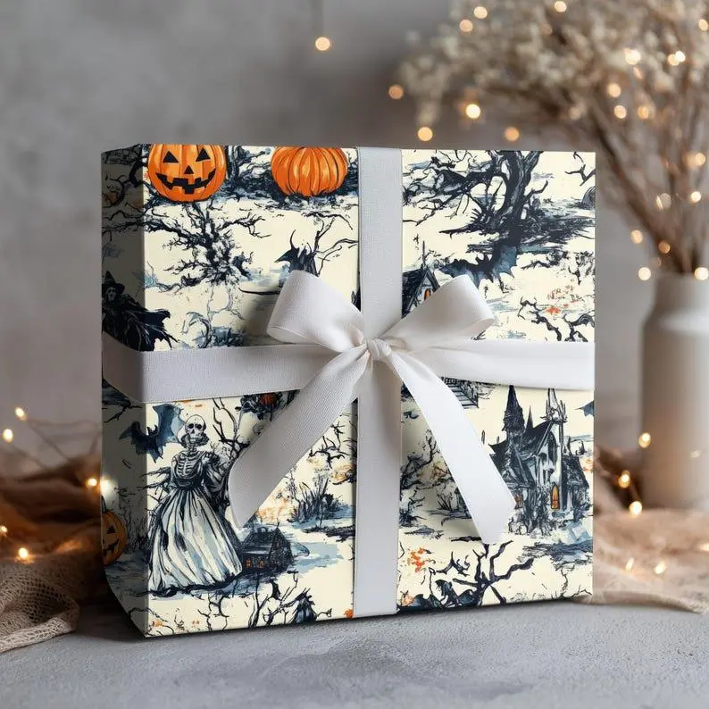 Toile Wrapping Paper, Halloween Gift Wrap