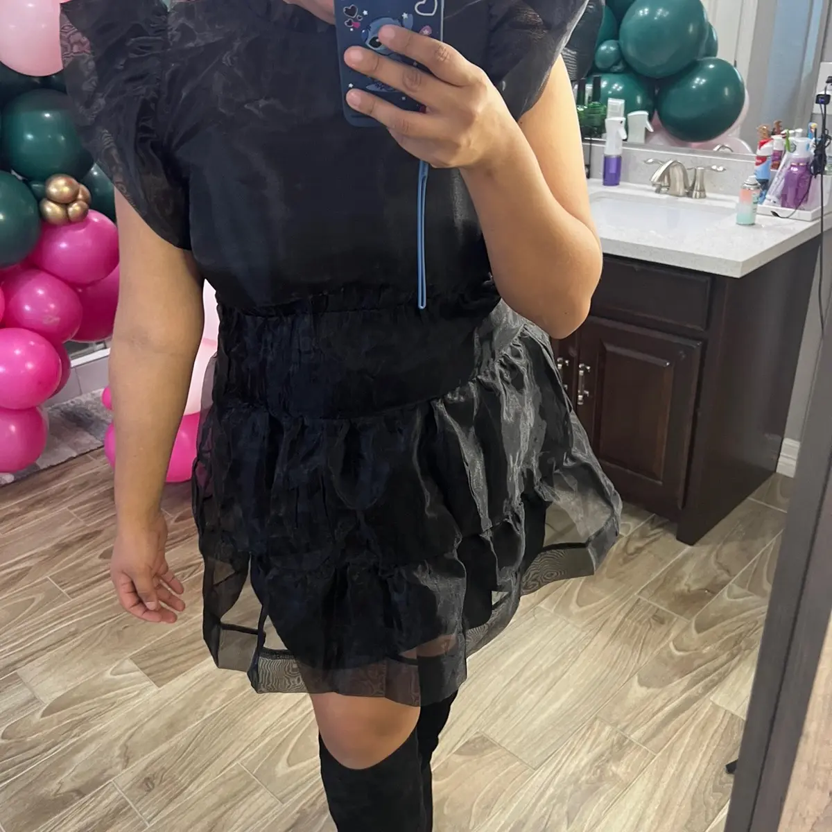 Organza Little Black Dress Evening Elegant