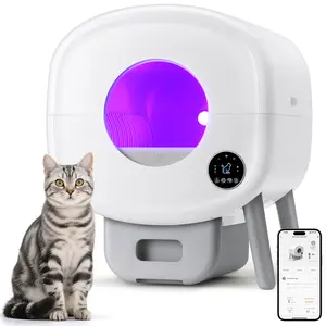 Self Cleaning Litter Box,Large Capacity Automatic Cat Litter Box Self Cleaning for Multiple Cats with App Control and Safety Protection,2 Roll Litter Bags,White