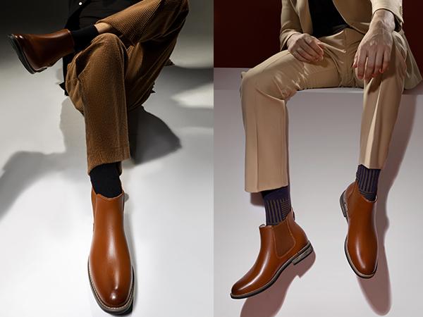 【BRUNO MARC Anniversary】 Men's Timeless Suede Slip-On Ankle Boots - Comfortable Walking Shoes, Stylish Casual Dress Footwear for Fall-Winter, Black Shoes