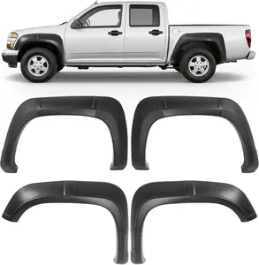 4 Set Fender Flares Compatible with 2004-2012 Chevy Chevrolet Colorado GMC Canyon, Extension Style 3Pieces Per Fender Flares Plastic(PP) Textured Black