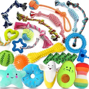 25 Pack Luxury Dog Chew Toys for Puppy, Dog Toys with Ropes, Treat Ball and Squeaky Puppy Toys for Teething Small Dogs
