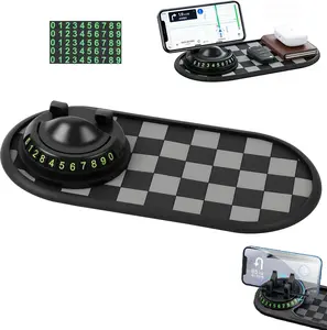 Mobile Phone Bracket AntiSlip Mat,Multifunction Car Anti Slip Mat,° Rotatable NonSlip Vehicle Dashboard Mat with Phone Holder & Temporary Parking Number (StyleE)