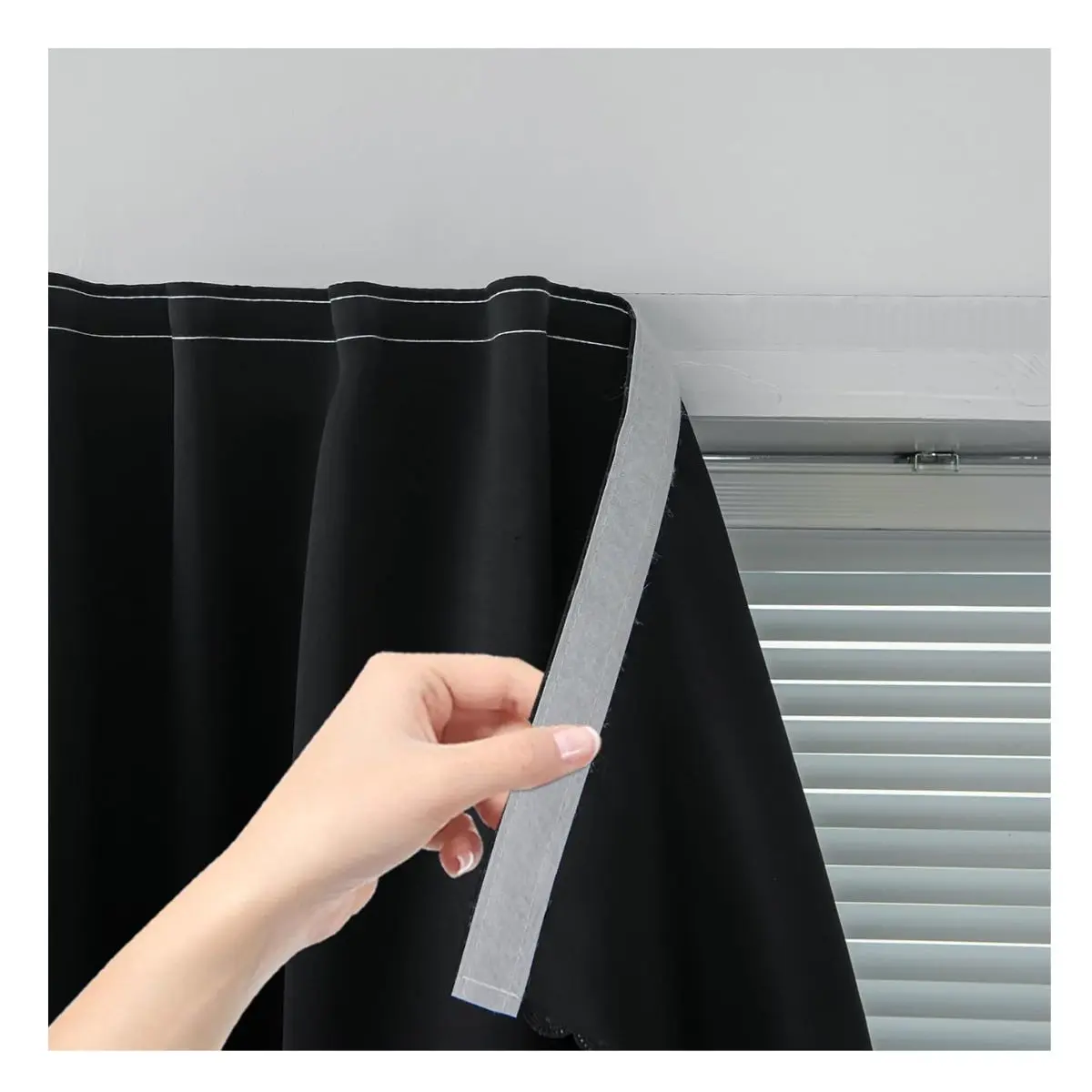 Self Adhesive Blackout Window Shade 35x59 – No Drill Stick-On Curtain Panel, Black