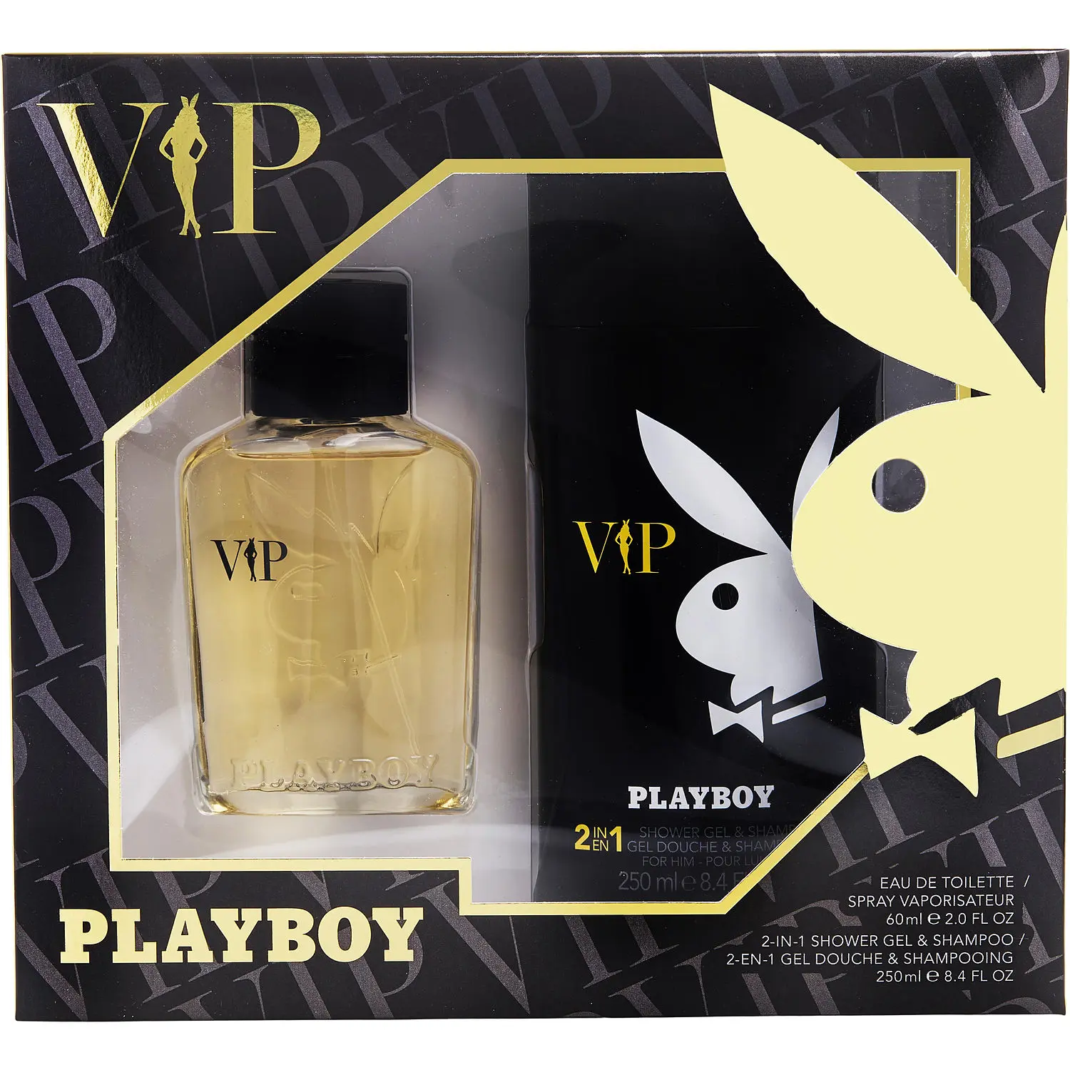 Playboy Vip Set-Edt Spray 2 Oz & Shower Gel & Shampoo 8.4 Oz For Men