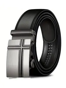 Men's Automatic Buckle PU Leather Belt, Large Size 110-170cm, Stylish Leather Accessory, Perfect Fit for All Occasions, Durable & Comfortable Design, Business Belt