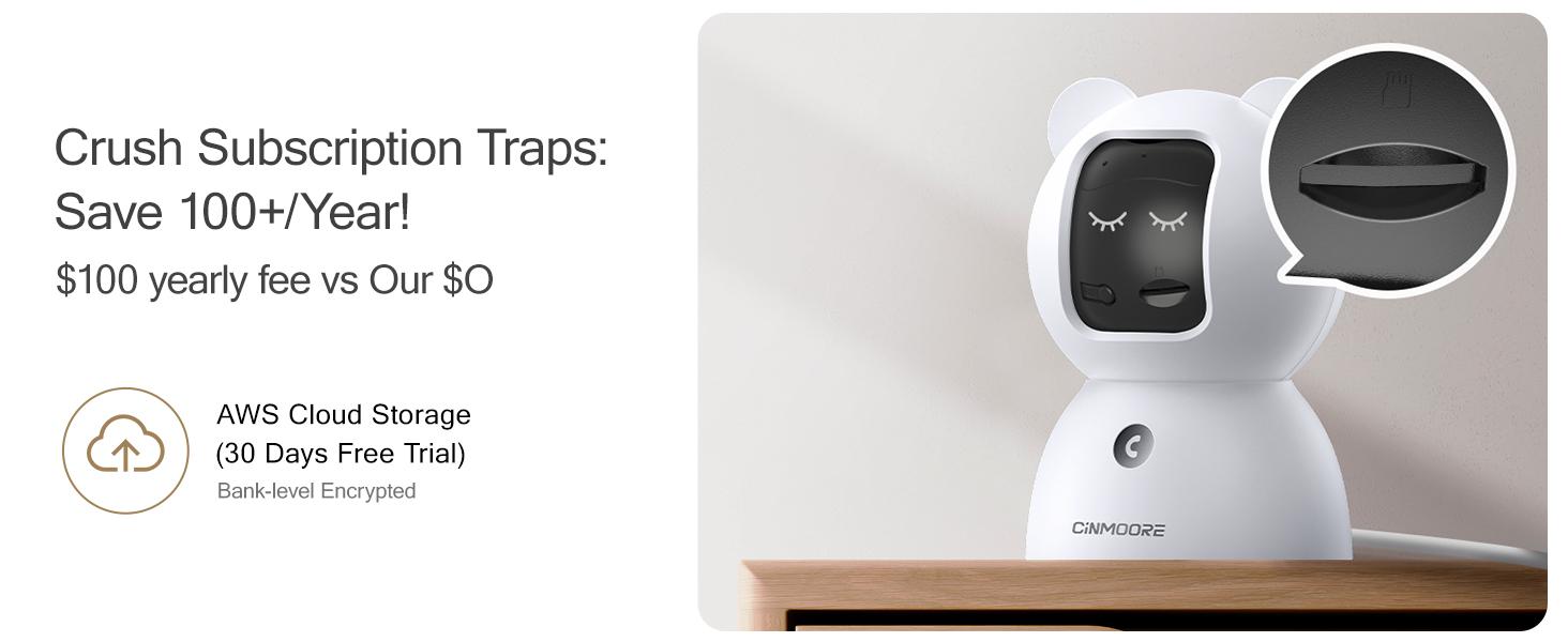 CINMOORE 2.5K Pet/Baby Indoor Security Camera, No Subscription, Person & Pet Detection, PTZ WiFi Baby & Pet Monitor, Full Duplex Two-Way Audio, Color Night Vision, SD Card Local Storage CINMOORE 2.5K Pet/Baby Indoor Security Camera, No Subscription, Person & Pet Detection, PTZ WiFi Baby & Pet Monitor, Full Duplex Two-Way Audio, Color Night Vision, SD Card Local Storage