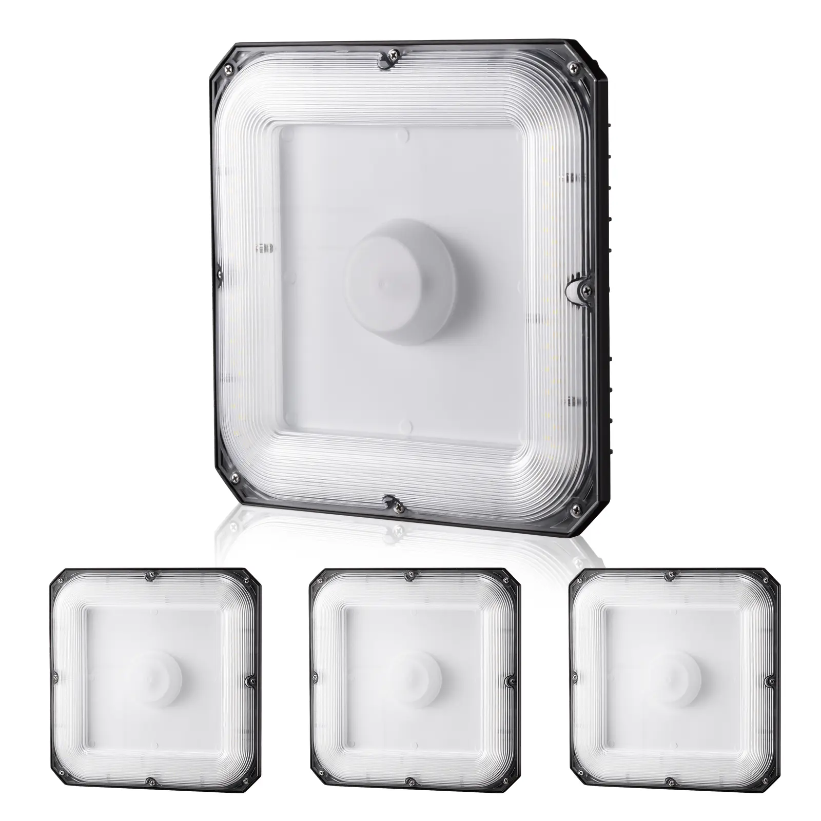 VEVOR 4-Pack 80W LED Canopy Lights, 8800LM 5000K Daylight, 10.08"x10.08" Polycarbonate Surface Mount Canister Style Ceiling Lighting, Durable Waterproof IP65 Outdoor Lights Lamps for Gas Station Tunnels Garage