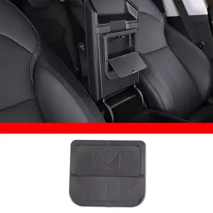 Hidden storage box/press-down Car Armrest Box for 2023+ Tesla Model 3 and 2025+ Model Y, ABS 1-piece set for organizing and storing privacy-preserving interior accessories, Car Interior Organizer