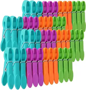 48 PCS Colored Plastic Clothespins,Heavy Duty Clothes Pins with Springs - Non-Slip Clips for Hanging Clothes,Towels,Crafts,Food Packaging,And Outdoor Clotheslines HCFGS