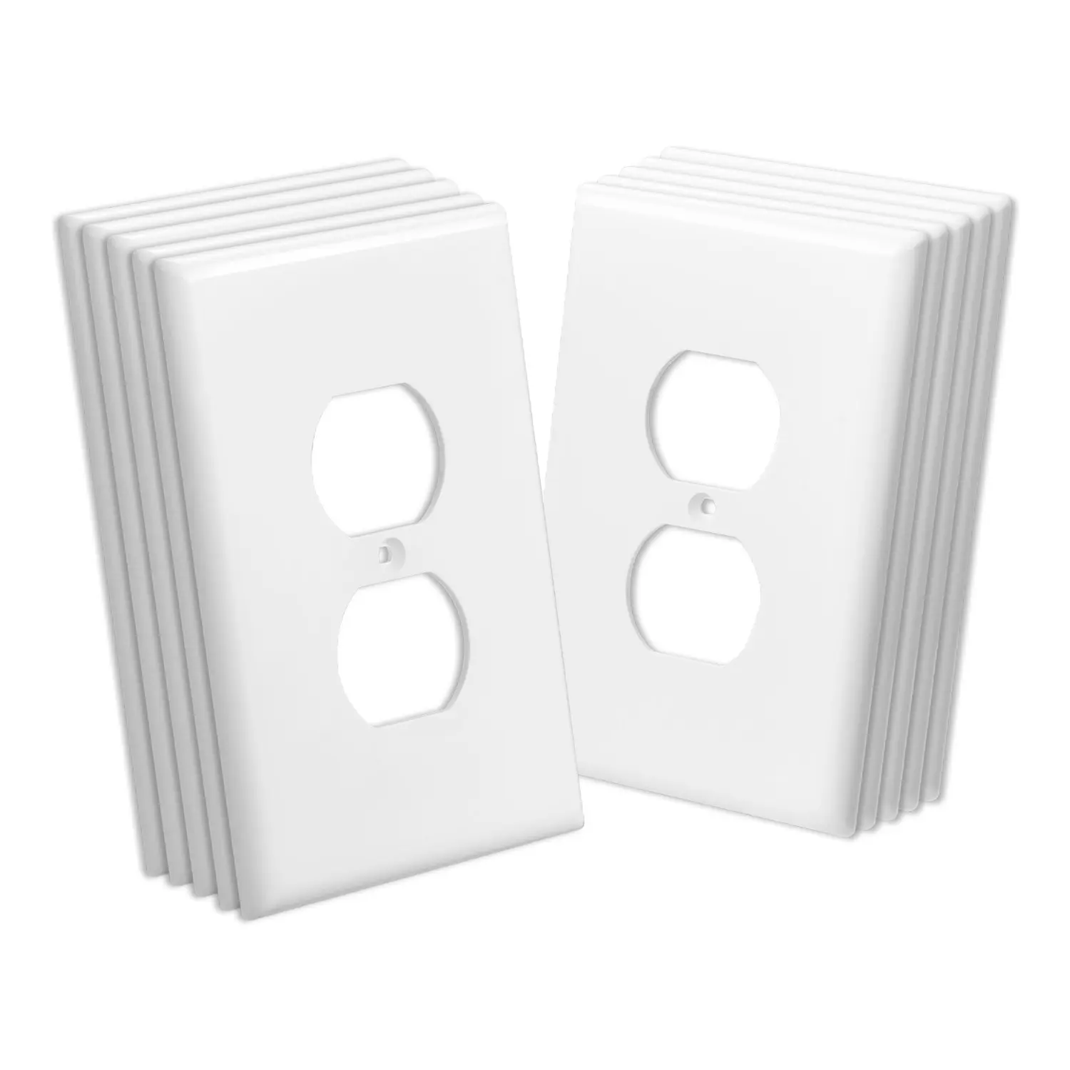 【Summerfinds】VEVOR 1-Gang Duplex Outlet Covers 10 Pack Standard Size Wall Outlet Cover Unbreakable Impact-Resistant Polycarbonate Thermoplastic Dual Receptacle Faceplate for Electrical Outlets White