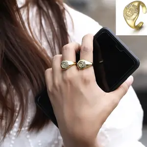 Unique Design 26 Letter Signet Ring for Women Chunky Gold Color Initial Open Finger Rings Female Jewelry Gift
