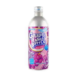 SANGARIA Japanese Soda Ramune Grape Flavor 480ml - Refreshing Carbonated Drink