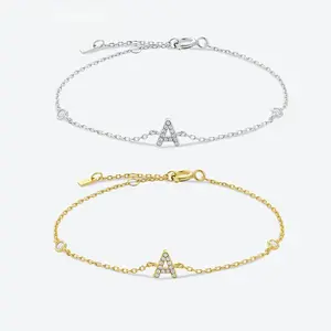 Adjustable 2026 Fashion Jewelry Bracelets - 26 Letters Initial Alphabet Monogram, Gold Name Design, Crystal CZ Zircon, Stainless Steel, Women’s Style with Santa Muerte Pendant bracelet jade bracelet