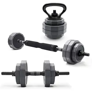 Barbell Multi-Use Adjustable Weight Set - Versatile Dumbbell, Barbell & Kettlebell for Full-Body Workouts| 45lb and 66lb options