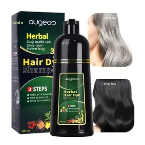 500ML Herbal Hair Dye Shampoo Cleansing with Ginseng & Polygonum, Natural Hair Coloring Gel, Plant Extract Formula, Nourishing, Color Protection, Healthy Hair Care, Haircare