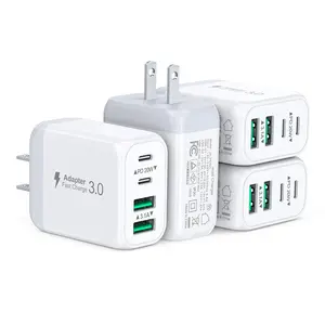 50W USB C Charger Station for Multiple Devices, 4-Port Fast Charging Block for Home Office, Compatible with iPhone 15/16/17 Series universal travel adapter