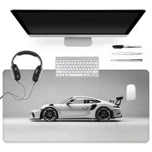 Extra Large White Sports Car Racing Mouse Pad with Sleek Design and High-Performance Aesthetic 35x16 Inch Non Slip Mousepad Computer Keyboard Mousepad Suitable for Families, Offices and Schools. Perfect Gift for Family Members and Friends