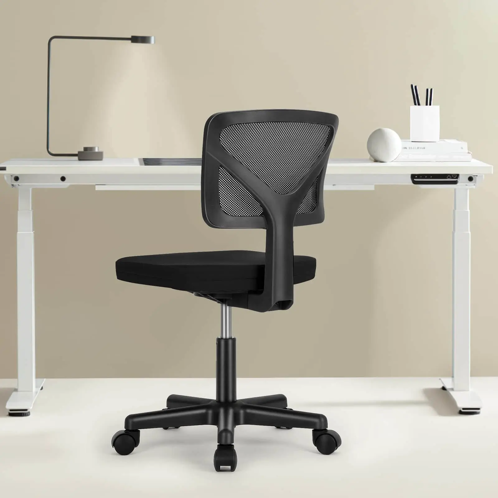 MOOLSUN Armless Ergonomic Mesh Office Desk Chair, Breathable Mesh Back, Y-Shaped Backrest, 250 lbs High-Quality Load-Bearing Capacity, Simple Installation