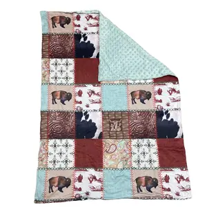 Newborn baby blanket hignland cow blanket minky blanket