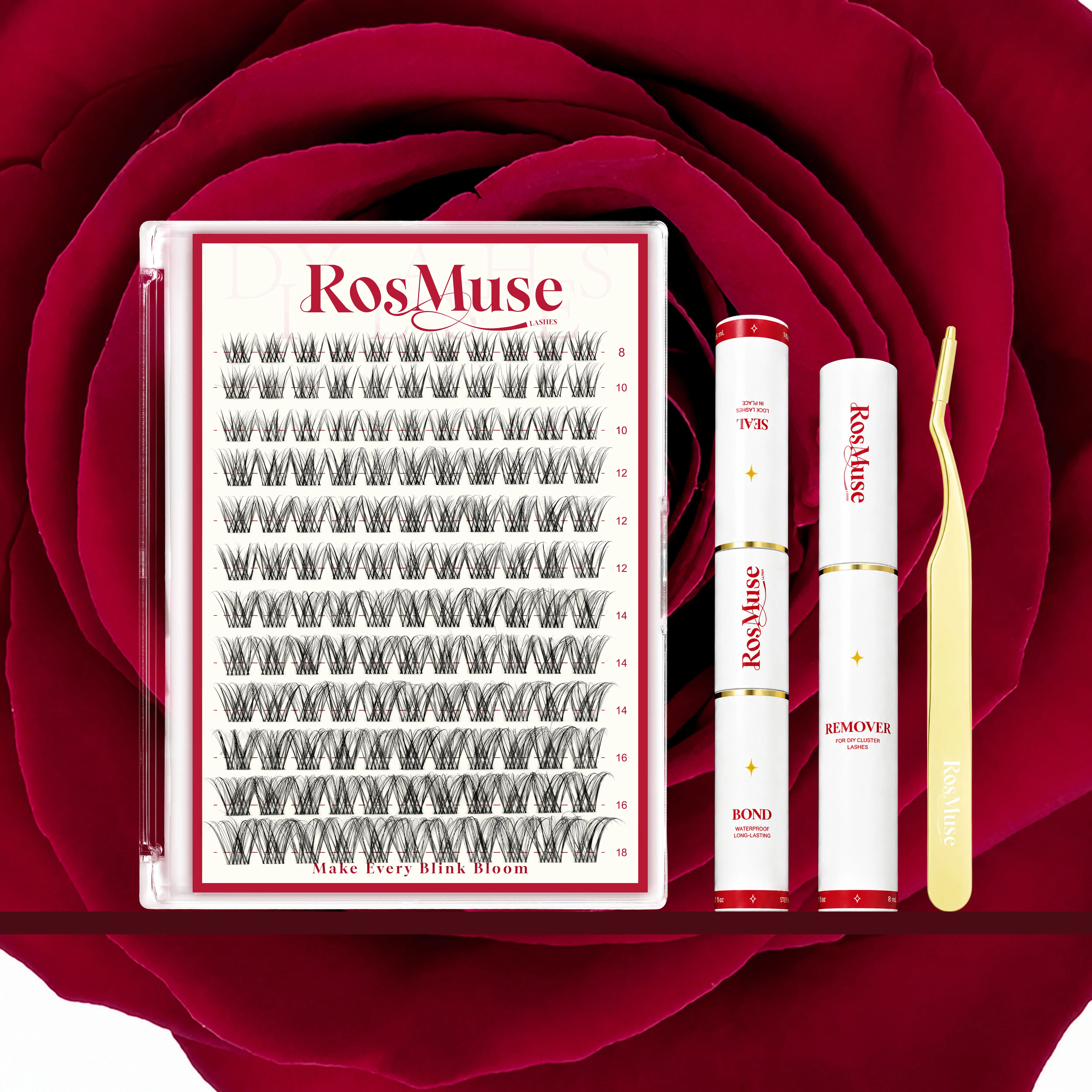 RosMuse Bubble Lash Clusters – D Curl Wispy Volume DIY Eyelash Extensions, Soft Lightweight Spiky Lashes with Invisible Band, Airy & Textured Look for Everyday Glam, Waterproof Long-Lasting Wear, Beginner Friendly