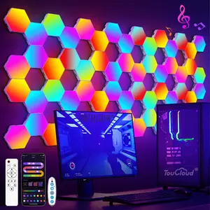 USB Powered Smart Hexagonal LED Wall Light Modular RGB Hexagona Lights Panels With DIY App Control Music Sync For TV, Games Room, Bedroom & Living Room, Night Lamp Decor, Led Mood Light, Mood Decorative Lights