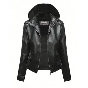 Women’s Leather Jacket Autumn/Winter Fleece-Lined Warm Coat Casual Fashion Style for Everyday Wear