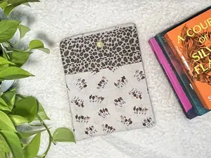 Large Leopard Print Sign Language Diversity Padded Fabric Book Cover Sleeve for Books and Tablets